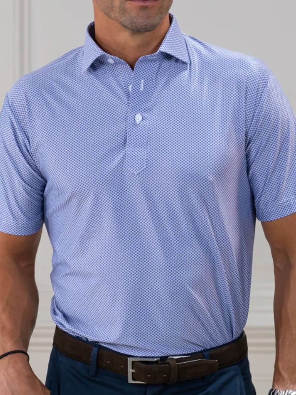 NWOT Collars & Co Navy Blue Congressional Featherweight Flex Relaxed Polo Medium